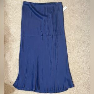 Anthropologie Satin Navy Blue Women's Skirt